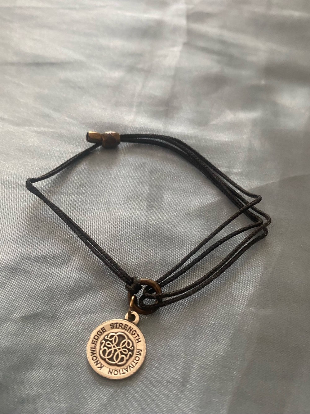 NWOT Alex and Ani Adjustable Black Cord Bracelet Strength Motivation Knowledge